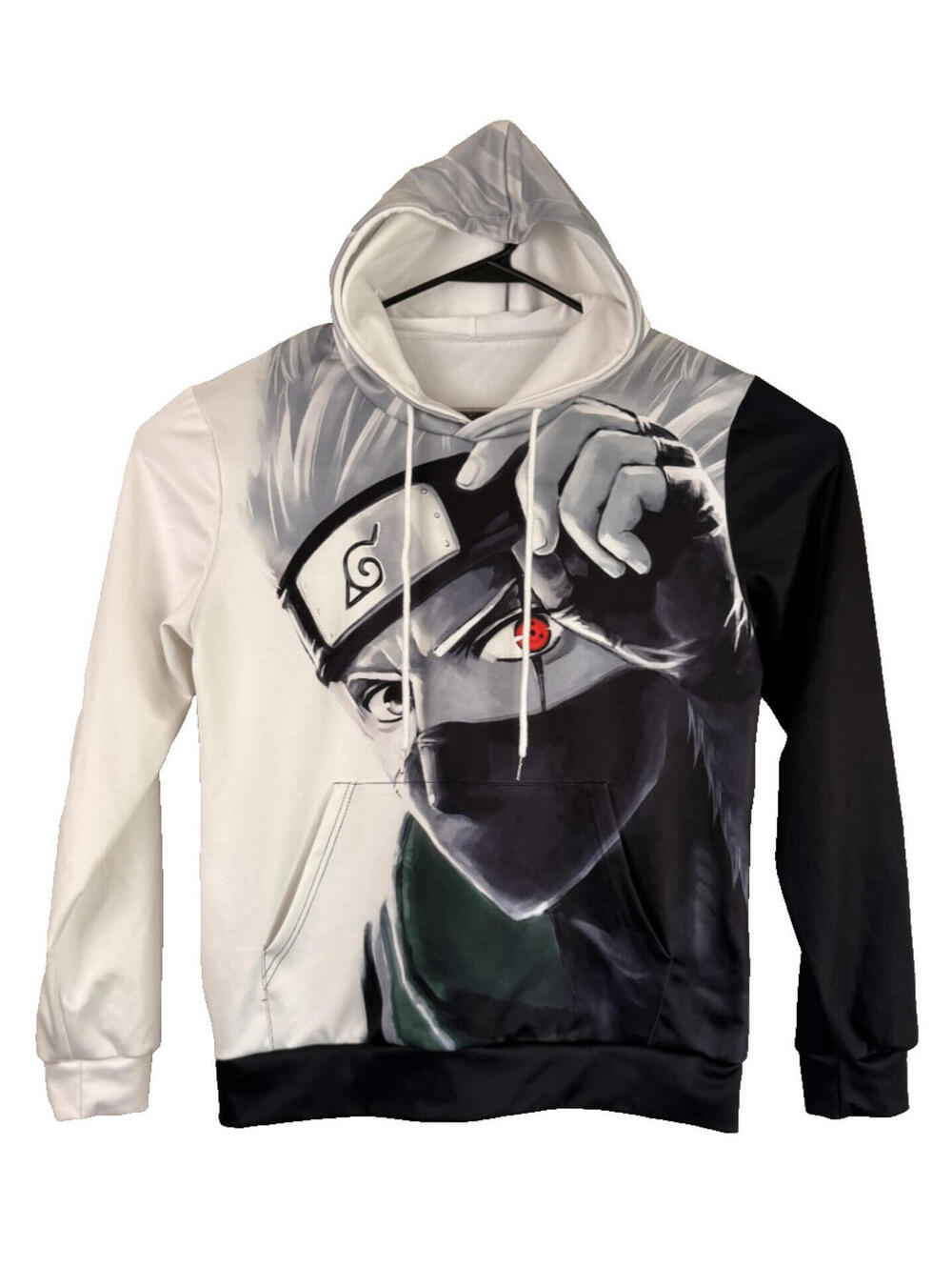 Kakashi Printed Pullover Hoodie Mens Size Medium Pocket Naruto